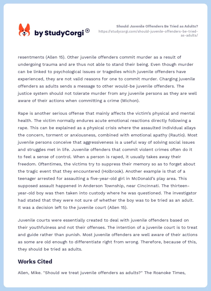 Should Juvenile Offenders Be Tried as Adults?. Page 2