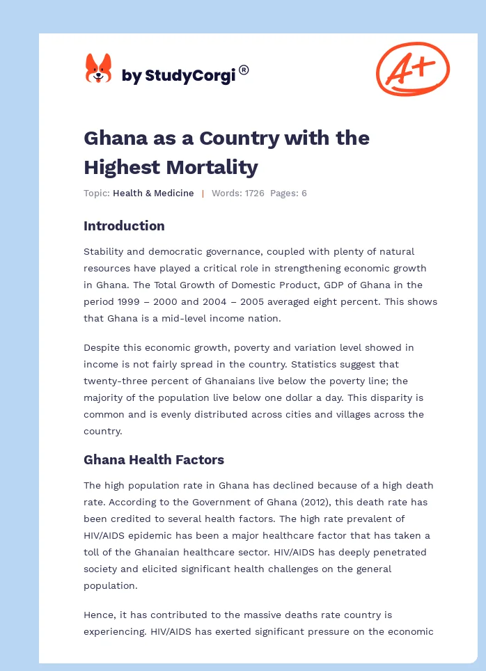 Ghana as a Country with the Highest Mortality. Page 1
