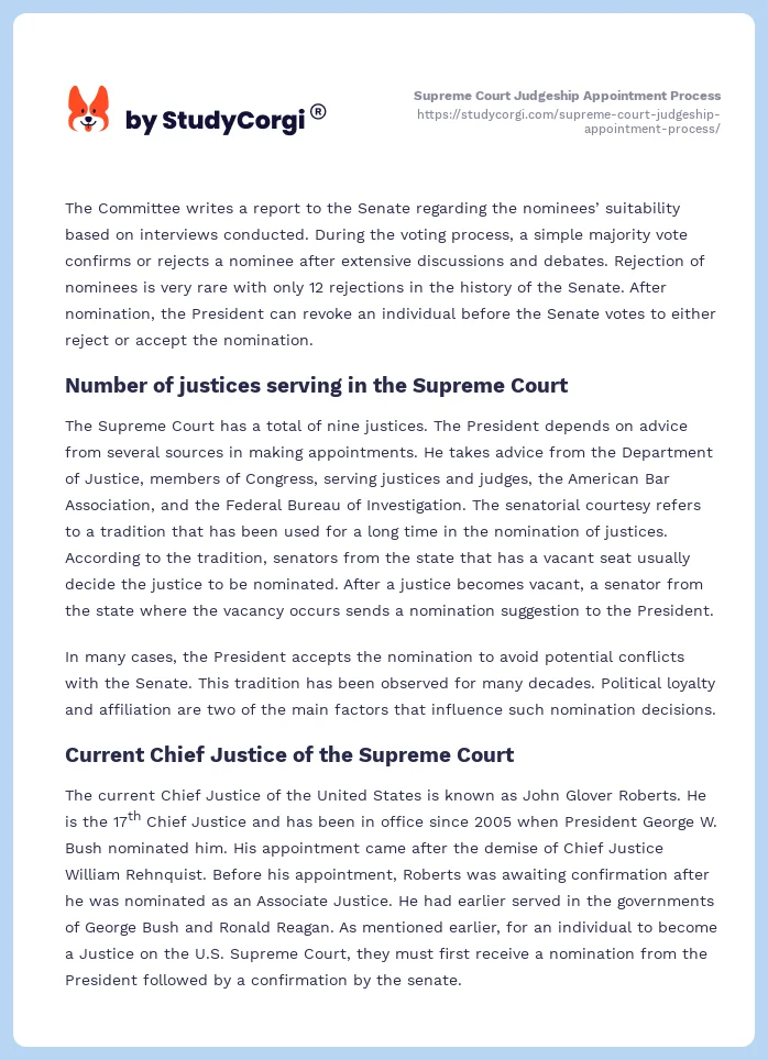 Supreme Court Judgeship Appointment Process. Page 2