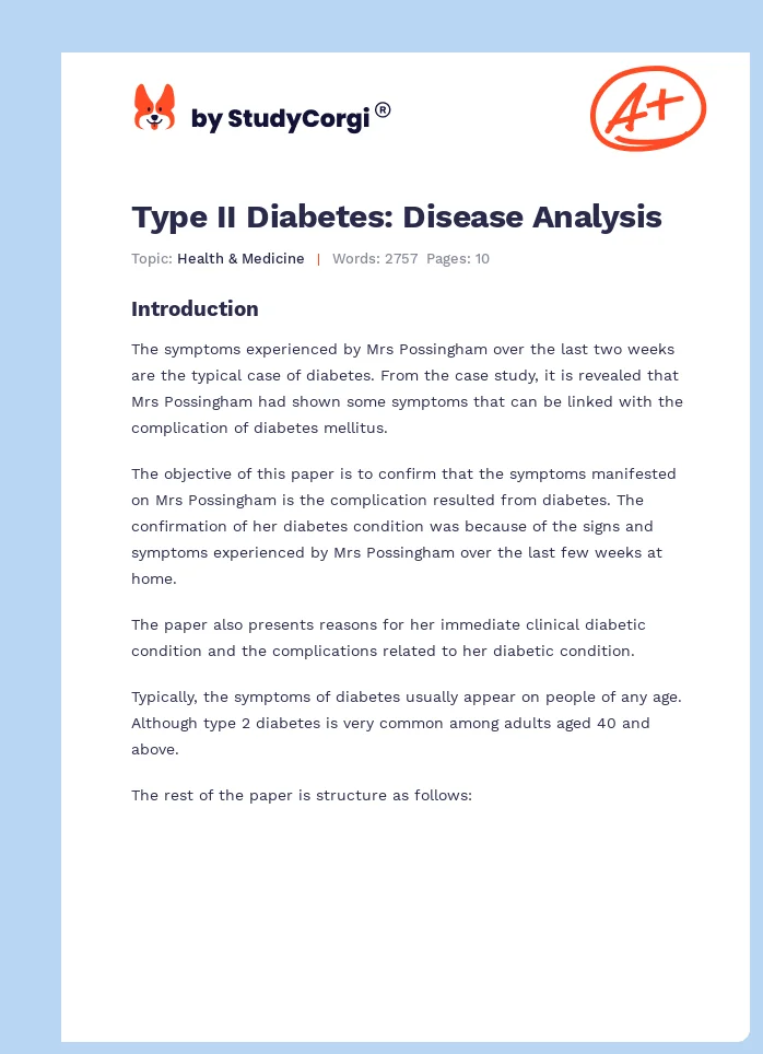 Type II Diabetes: Disease Analysis. Page 1