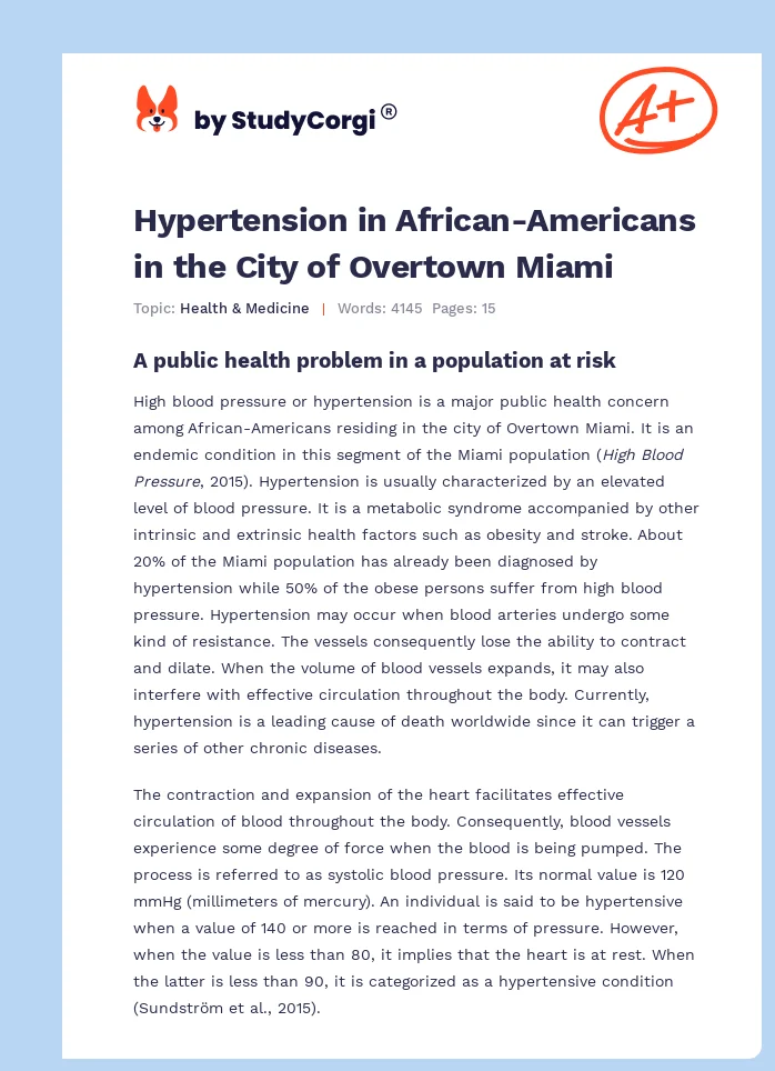 Hypertension in African-Americans in the City of Overtown Miami. Page 1