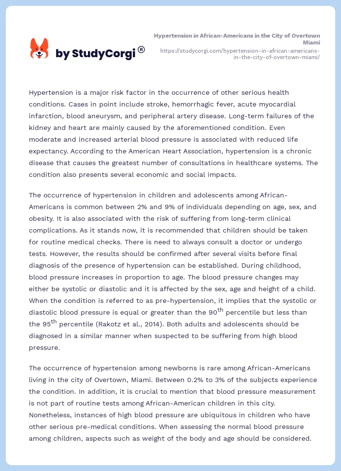 Hypertension in African-Americans in the City of Overtown Miami. Page 2