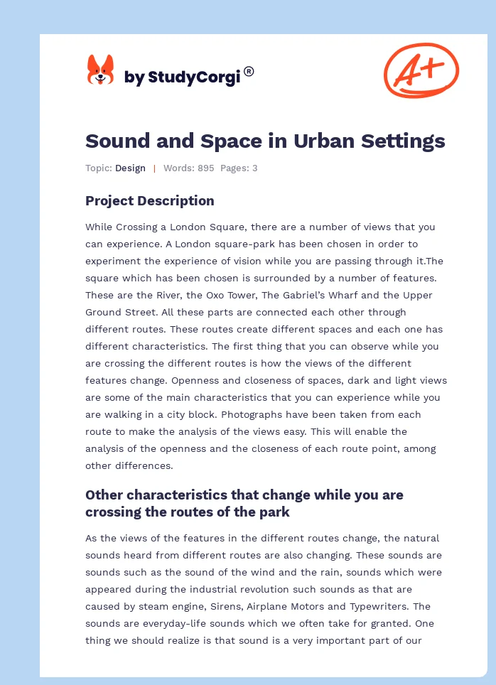 Sound and Space in Urban Settings. Page 1