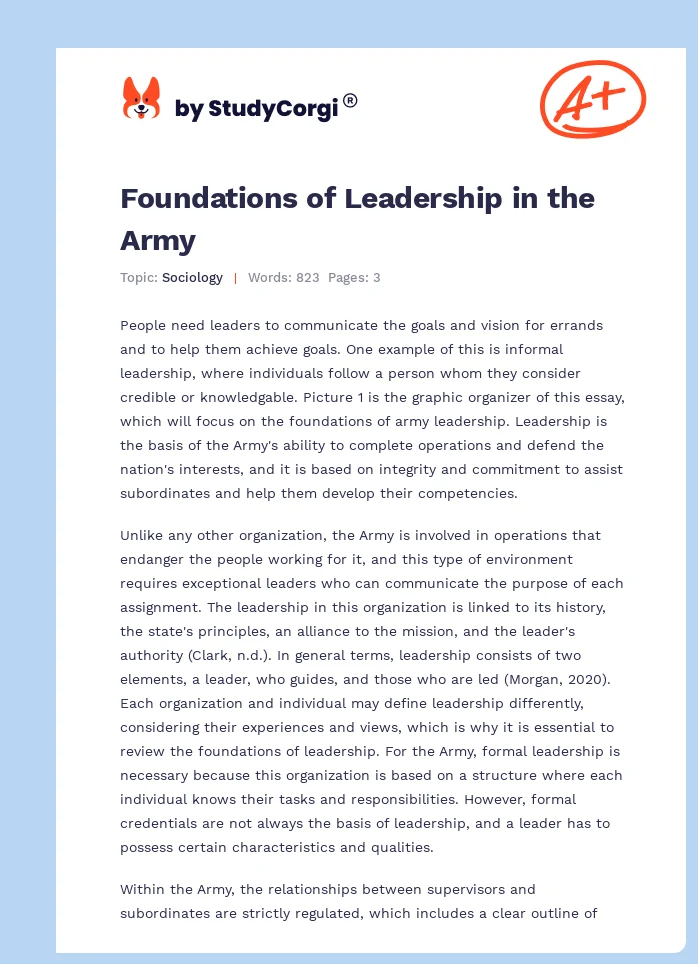 Foundations of Leadership in the Army. Page 1