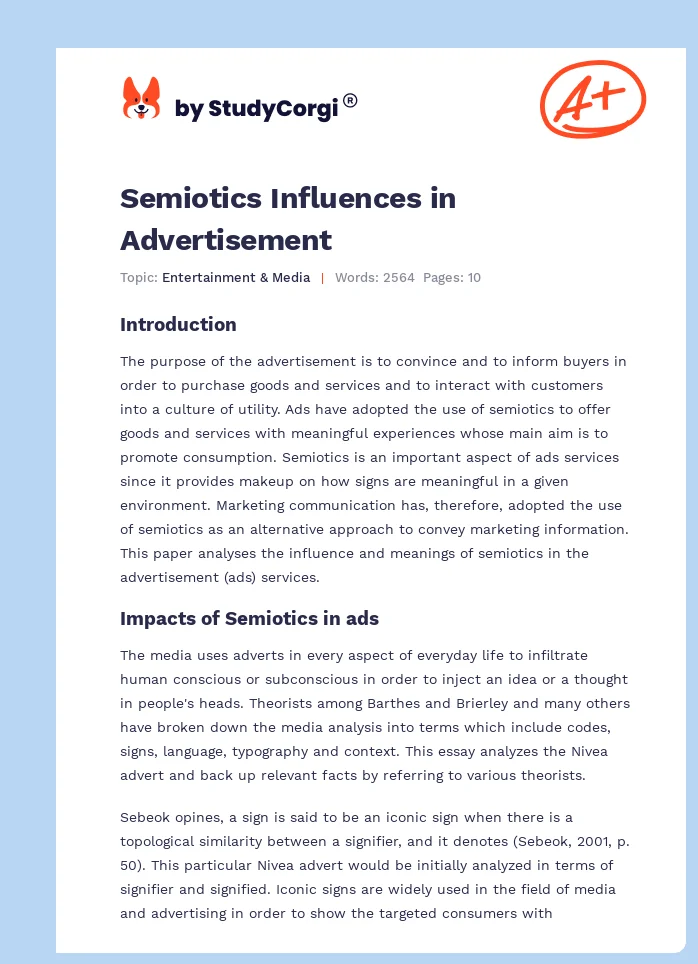 Semiotics Influences in Advertisement. Page 1