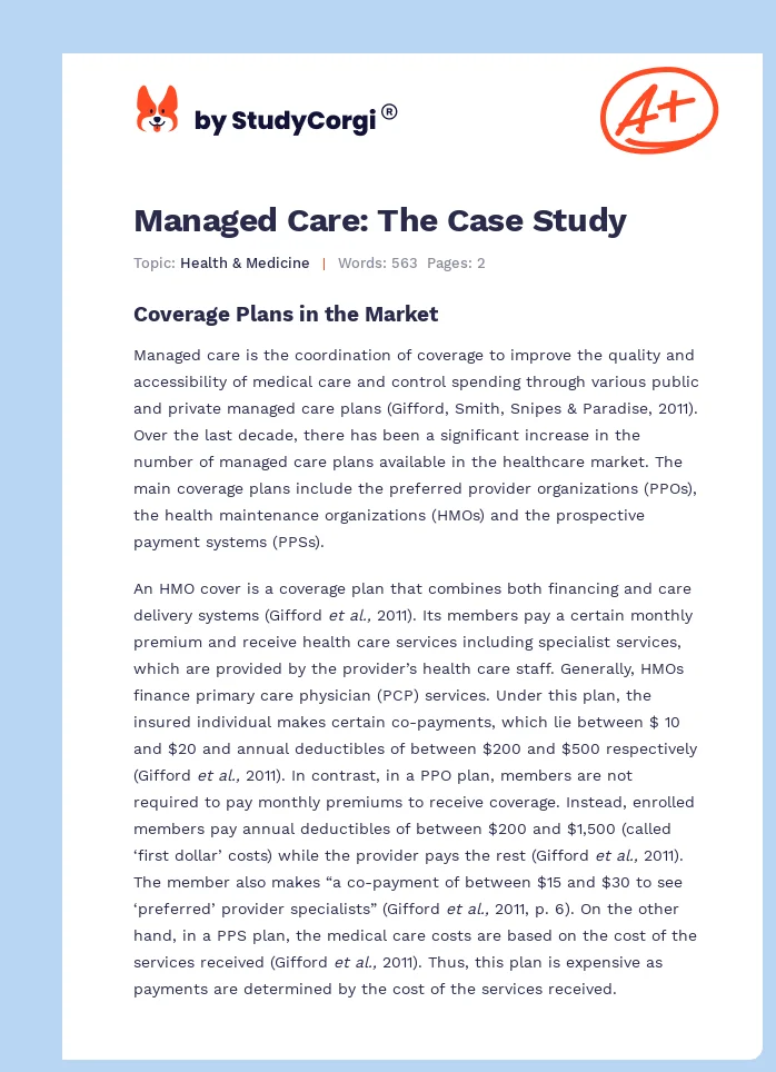 Managed Care: The Case Study. Page 1