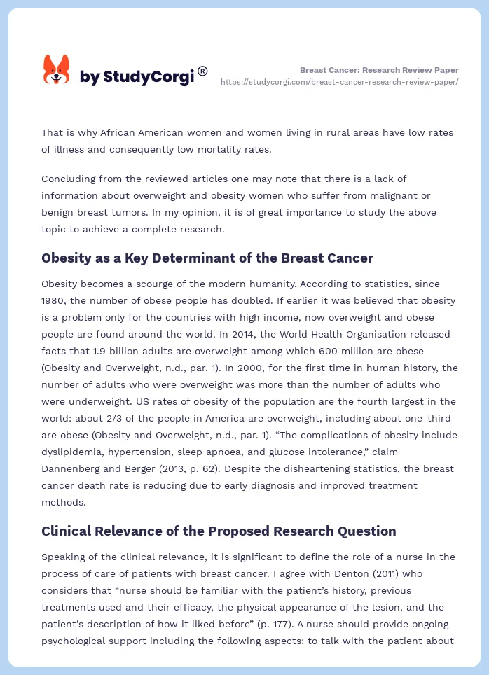 Breast Cancer: Research Review Paper. Page 2