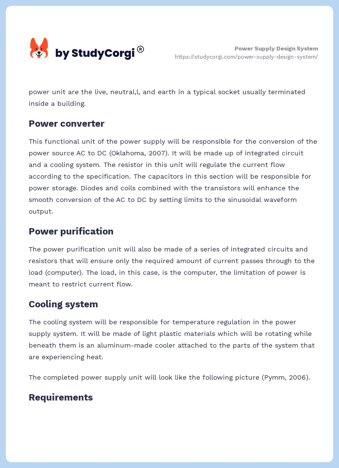 Power Supply Design System. Page 2