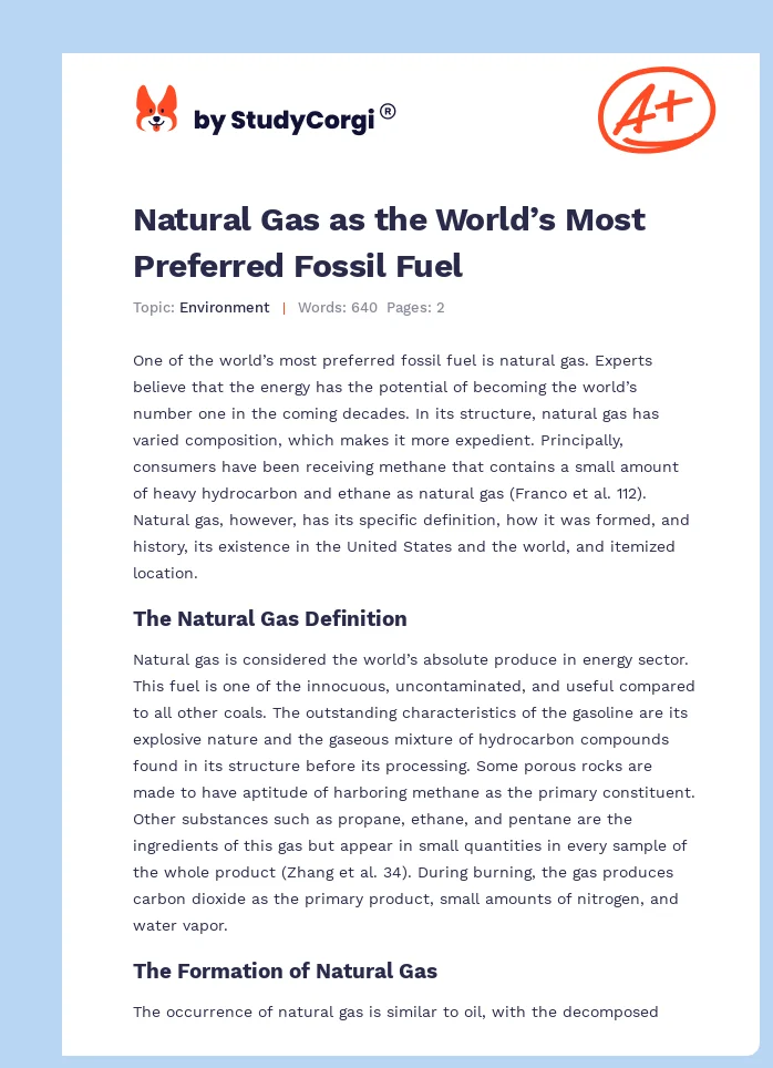 Natural Gas as the World’s Most Preferred Fossil Fuel. Page 1