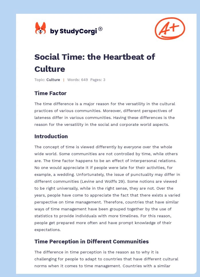 Social Time: the Heartbeat of Culture. Page 1