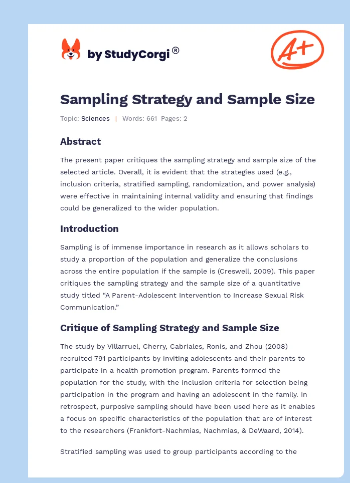 Sampling Strategy and Sample Size. Page 1