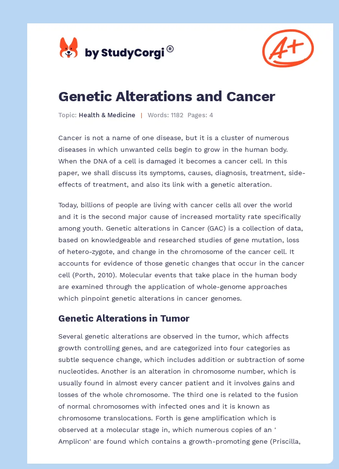 Genetic Alterations and Cancer. Page 1