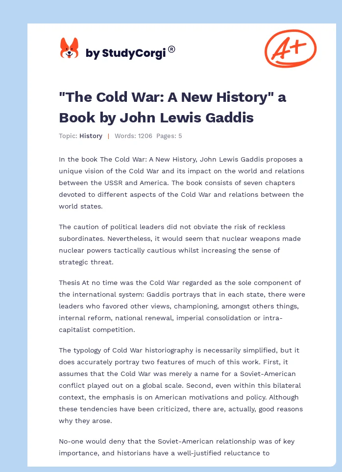 "The Cold War: A New History" a Book by John Lewis Gaddis. Page 1