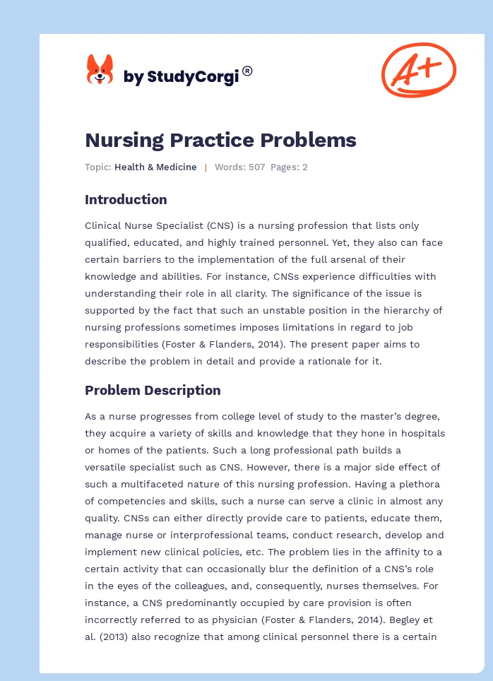Nursing Practice Problems. Page 1