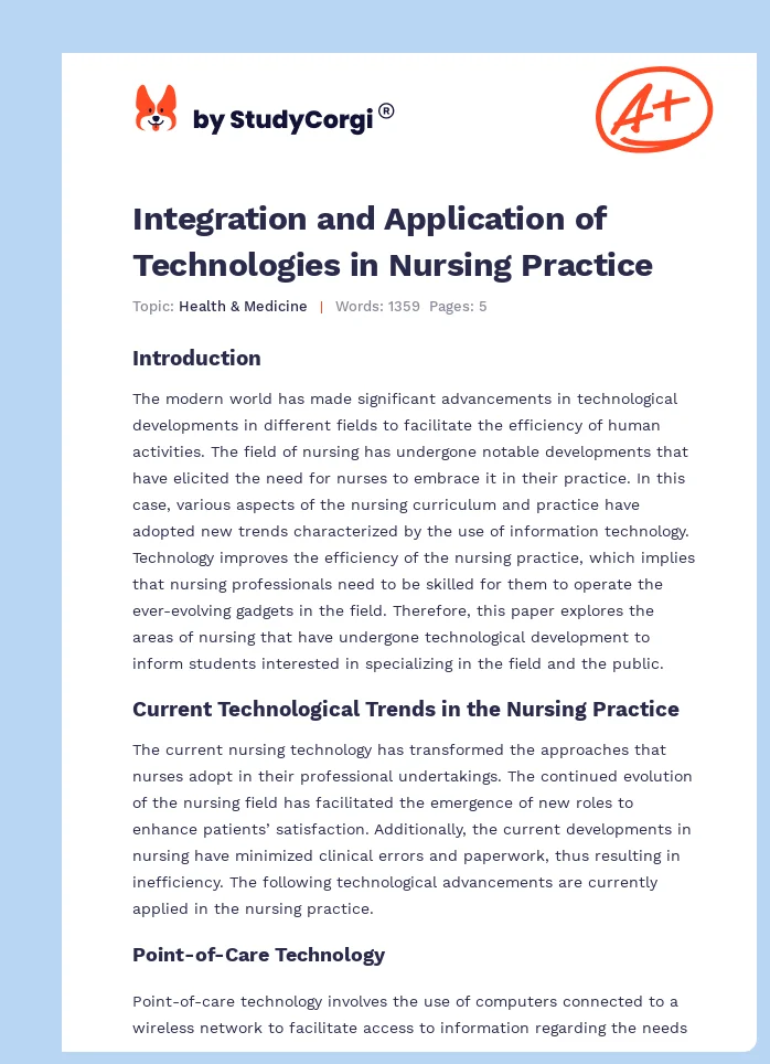 Integration and Application of Technologies in Nursing Practice. Page 1
