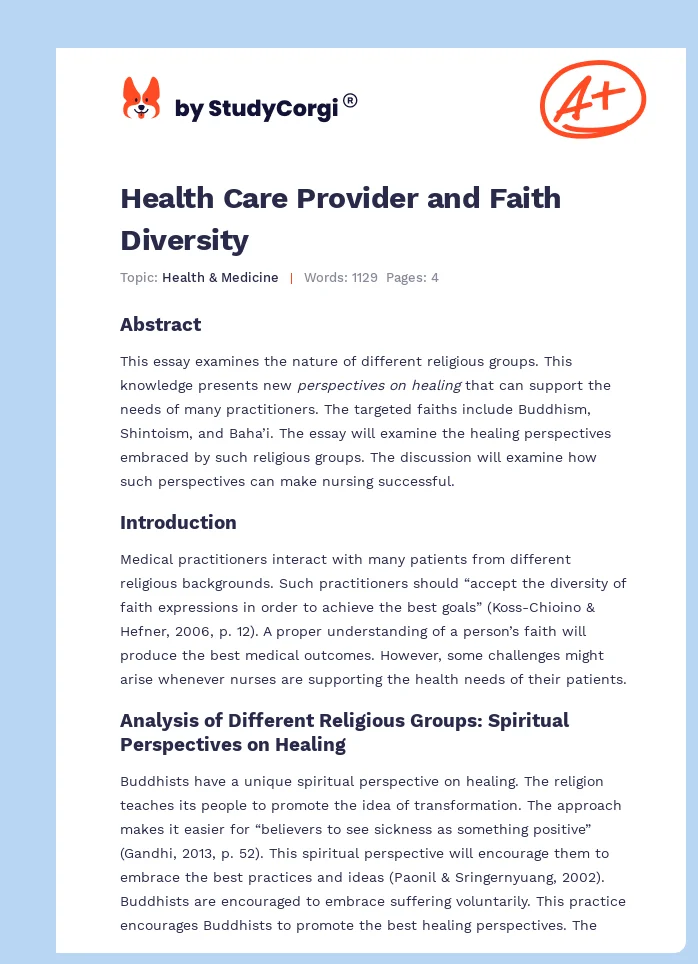 Health Care Provider and Faith Diversity. Page 1