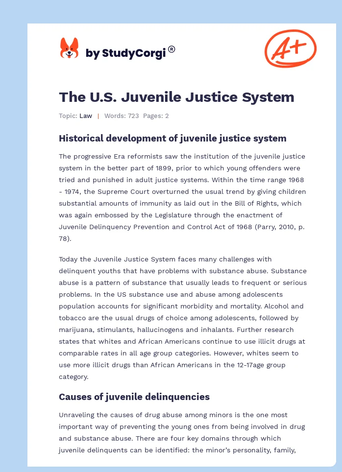 The U.S. Juvenile Justice System. Page 1