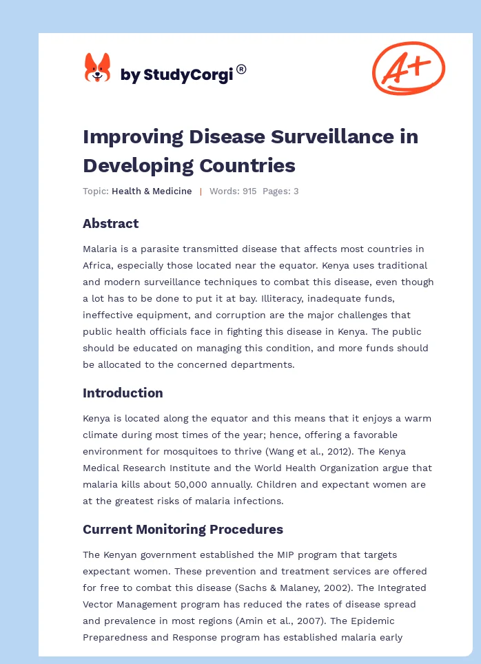 Improving Disease Surveillance in Developing Countries. Page 1