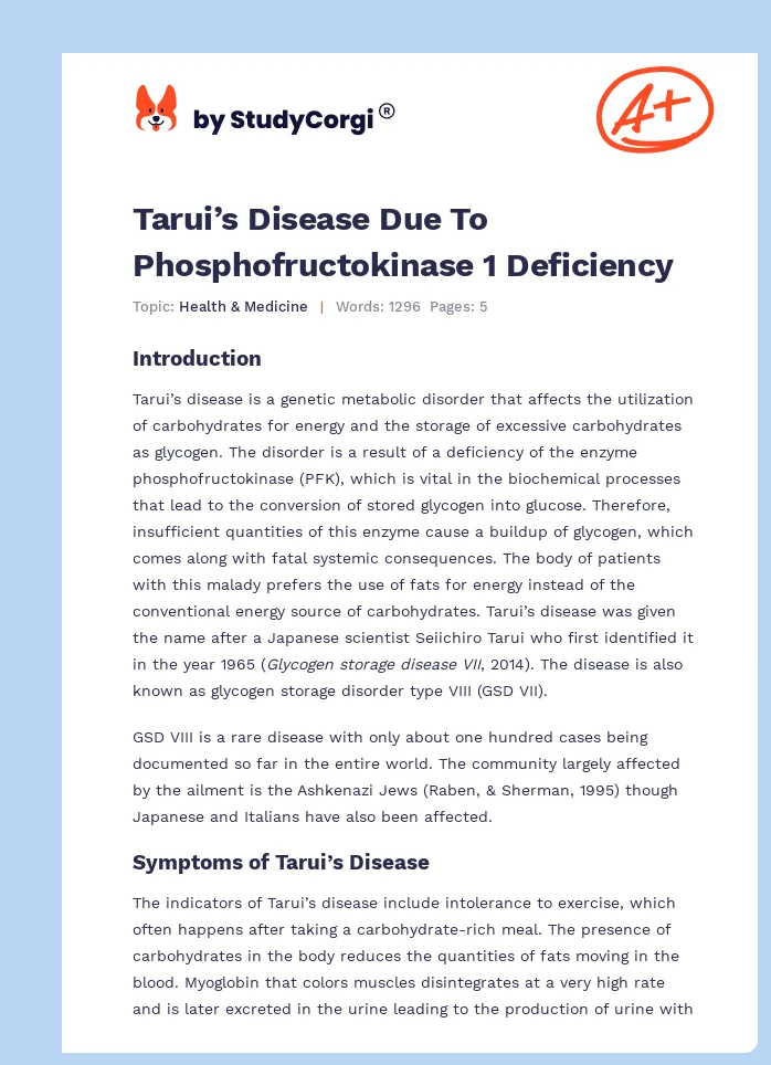 Tarui’s Disease Due To Phosphofructokinase 1 Deficiency. Page 1