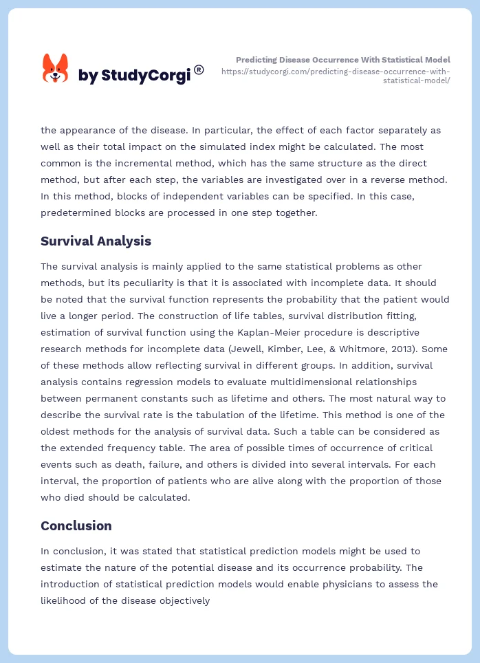 Predicting Disease Occurrence With Statistical Model. Page 2