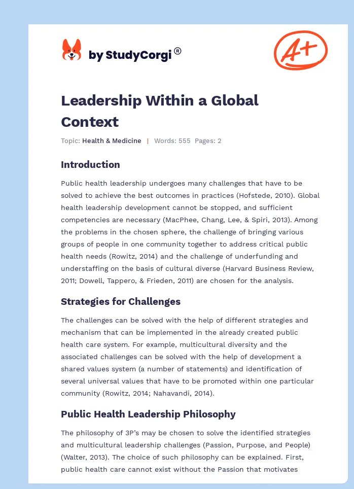 Leadership Within a Global Context. Page 1