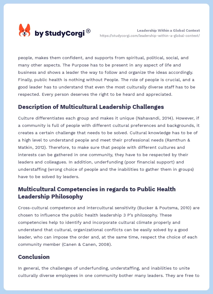 Leadership Within a Global Context. Page 2
