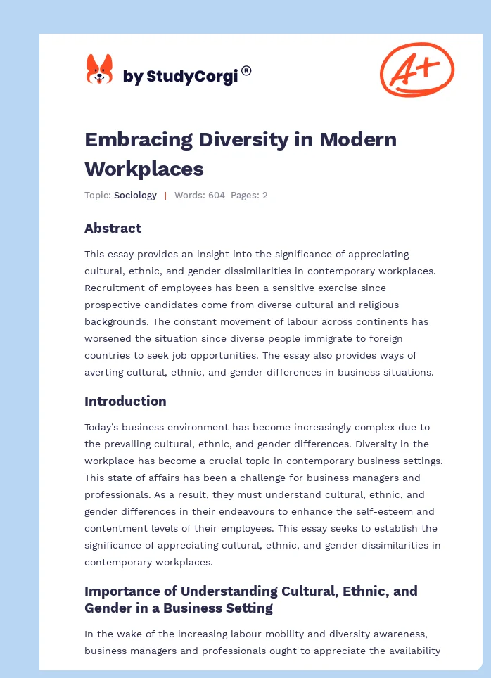 Embracing Diversity in Modern Workplaces. Page 1