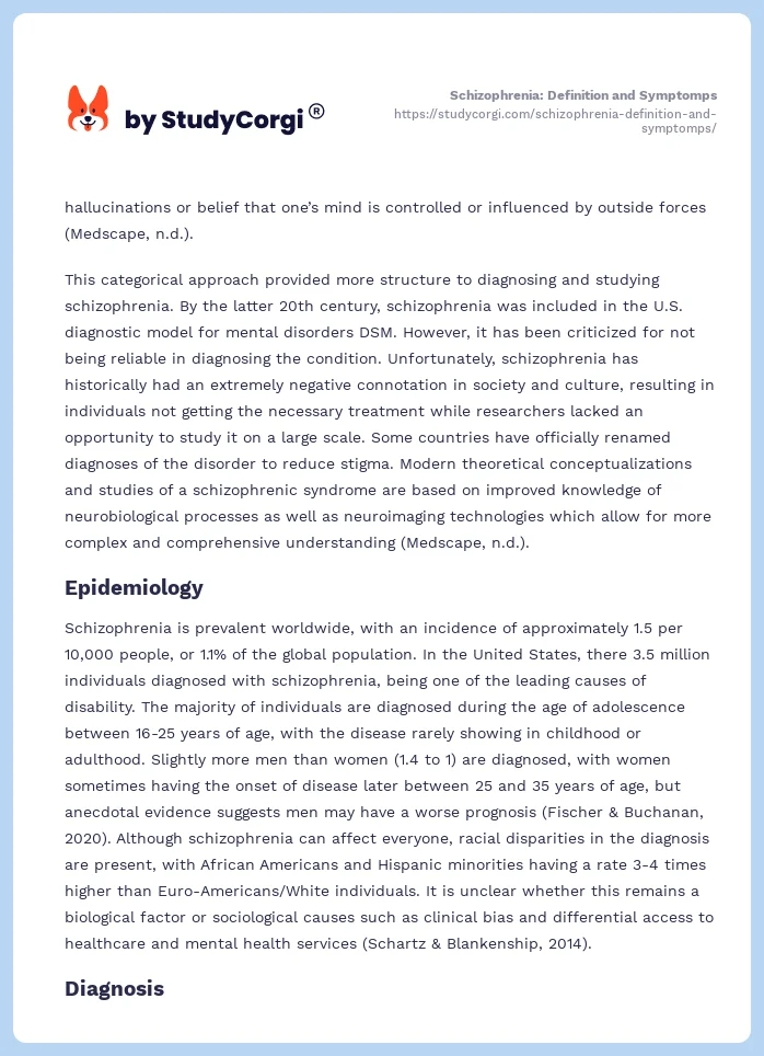 Schizophrenia: Definition and Symptomps. Page 2