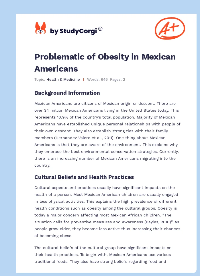 Problematic of Obesity in Mexican Americans. Page 1