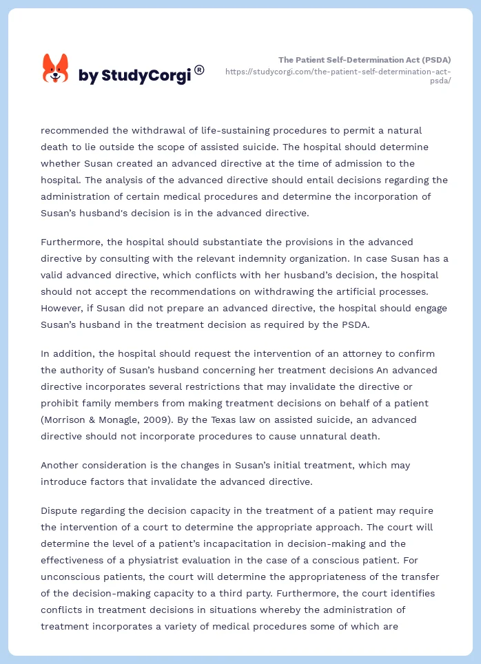 The Patient Self-Determination Act (PSDA). Page 2