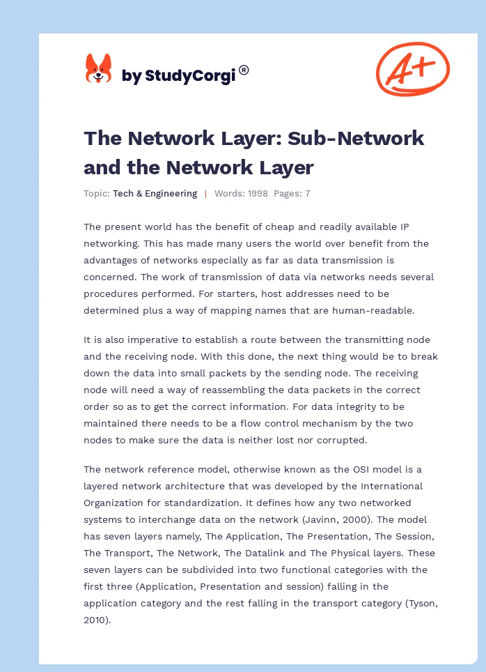 The Network Layer: Sub-Network and the Network Layer. Page 1