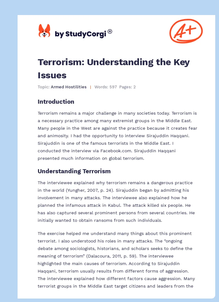 Terrorism: Understanding the Key Issues. Page 1