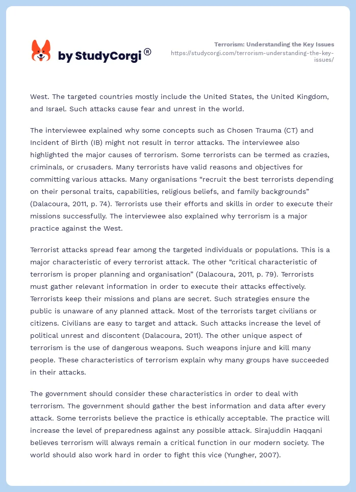 Terrorism: Understanding the Key Issues. Page 2