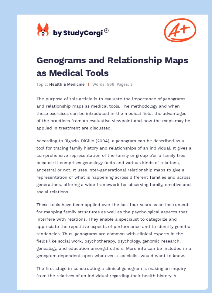 Genograms and Relationship Maps as Medical Tools. Page 1