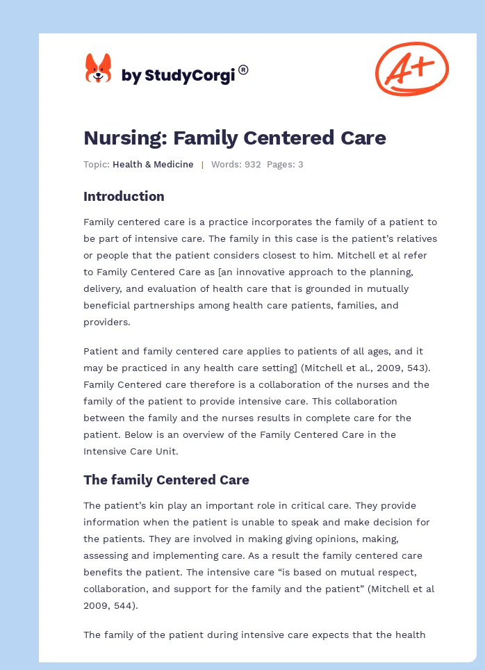 Nursing: Family Centered Care. Page 1
