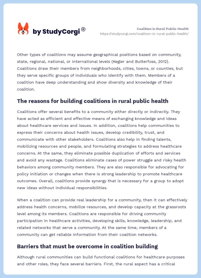 Coalition in Rural Public Health. Page 2