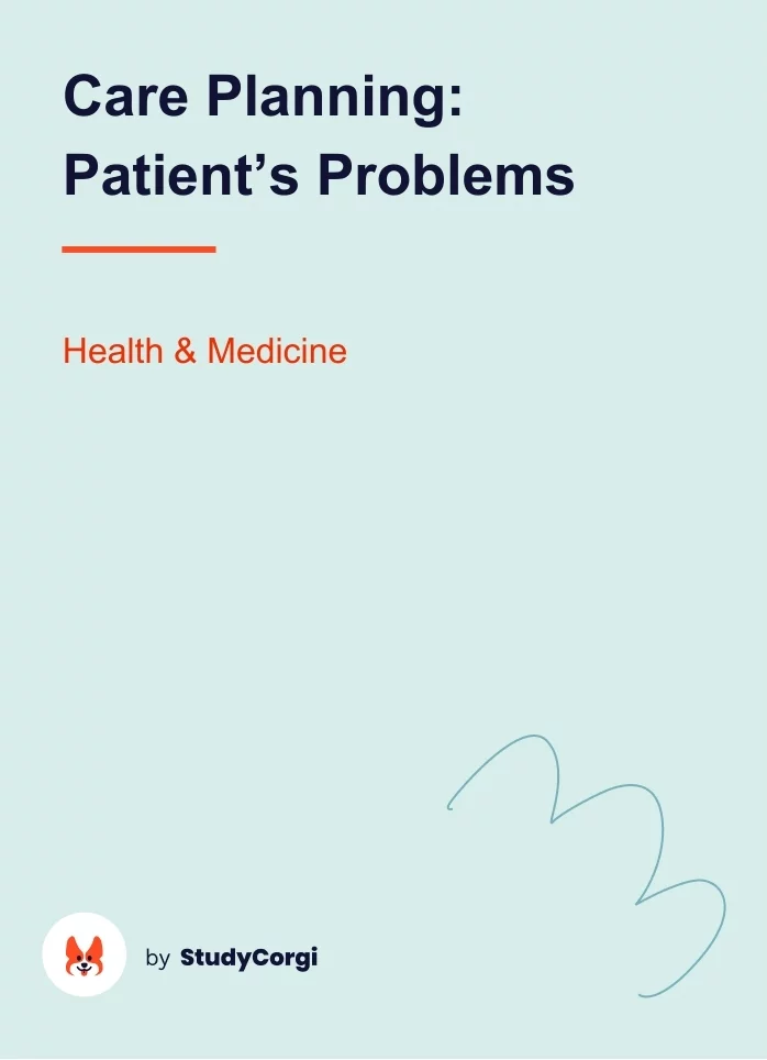 Care Planning: Patient’s Problems. Page 1