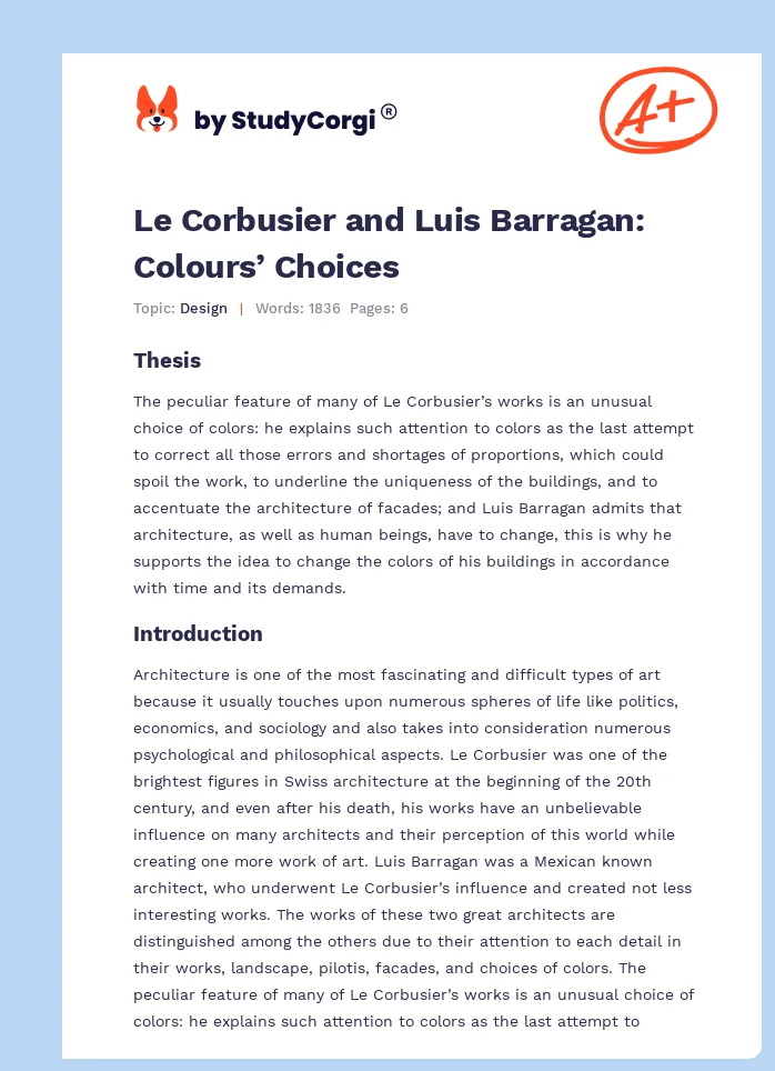 Le Corbusier and Luis Barragan: Colours’ Choices. Page 1