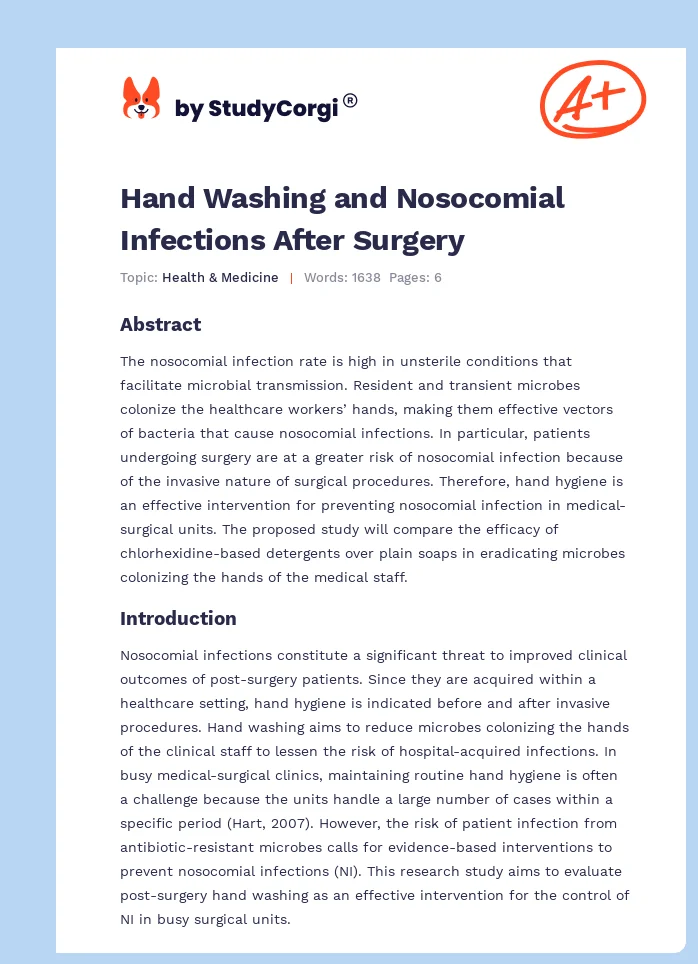 Hand Washing and Nosocomial Infections After Surgery. Page 1