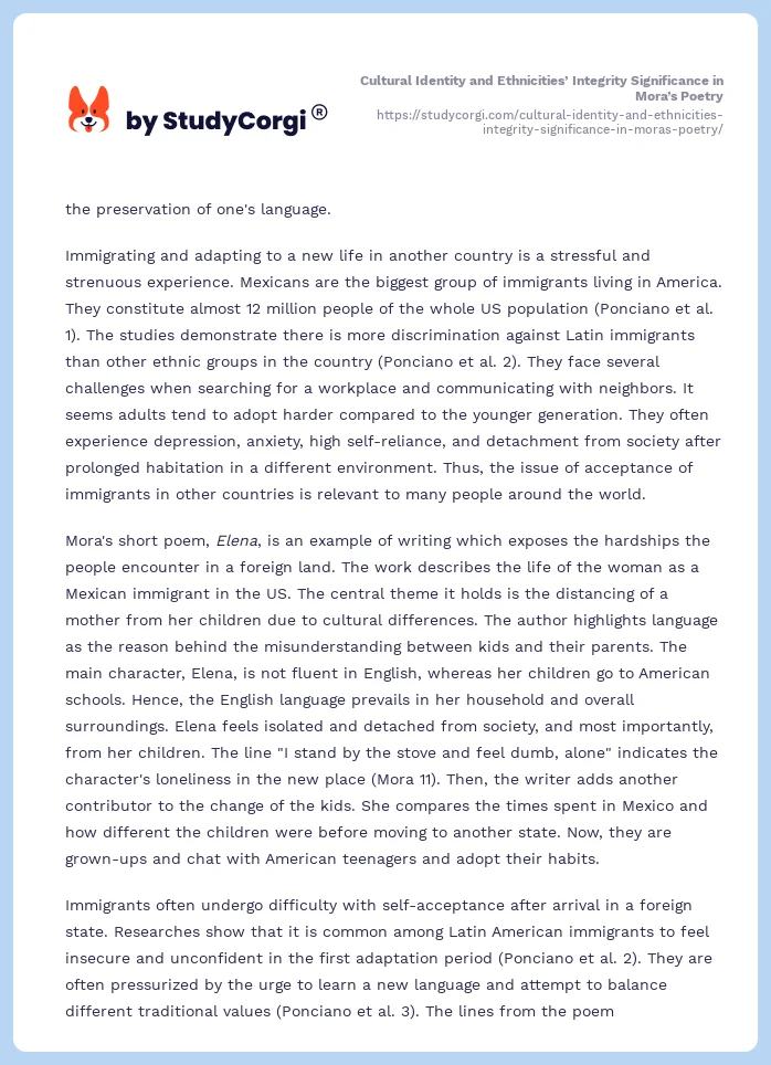 Cultural Identity and Ethnicities’ Integrity Significance in Mora’s Poetry. Page 2