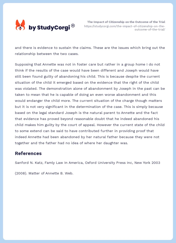 The Impact of Citizenship on the Outcome of the Trial. Page 2