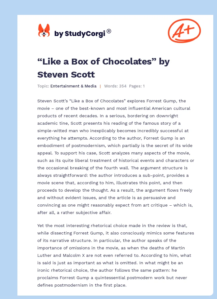 “Like a Box of Chocolates” by Steven Scott. Page 1