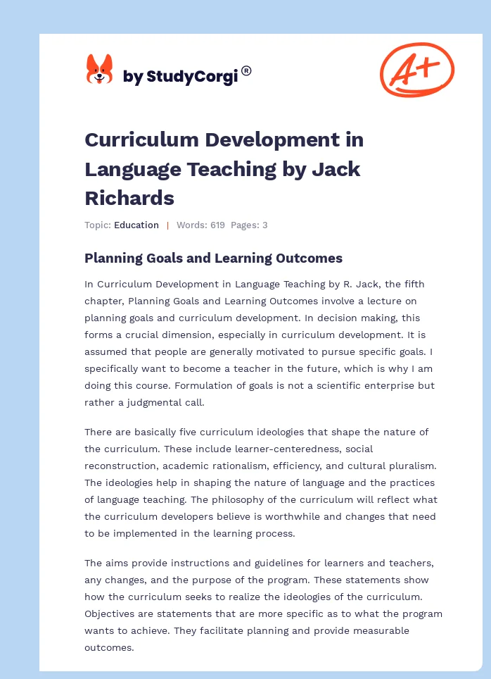 Curriculum Development in Language Teaching by Jack Richards. Page 1