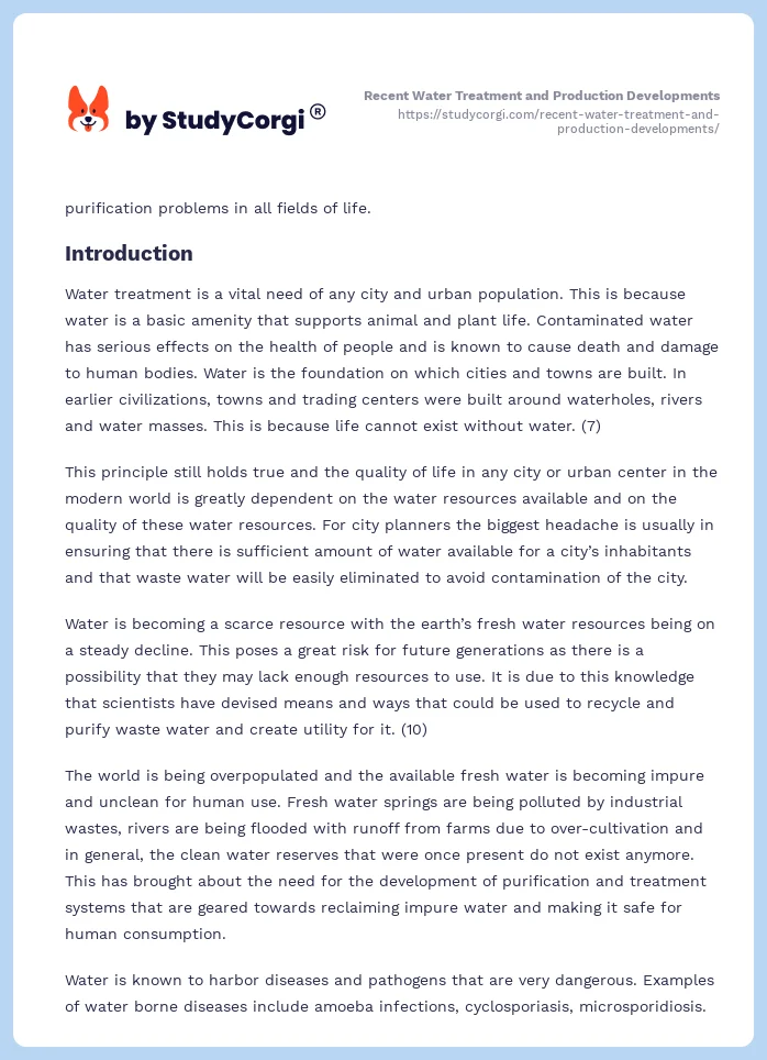 Recent Water Treatment and Production Developments. Page 2