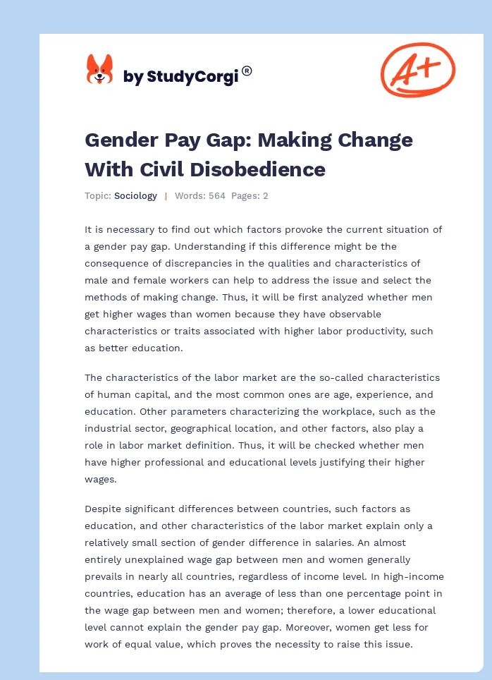 Gender Pay Gap: Making Change With Civil Disobedience. Page 1