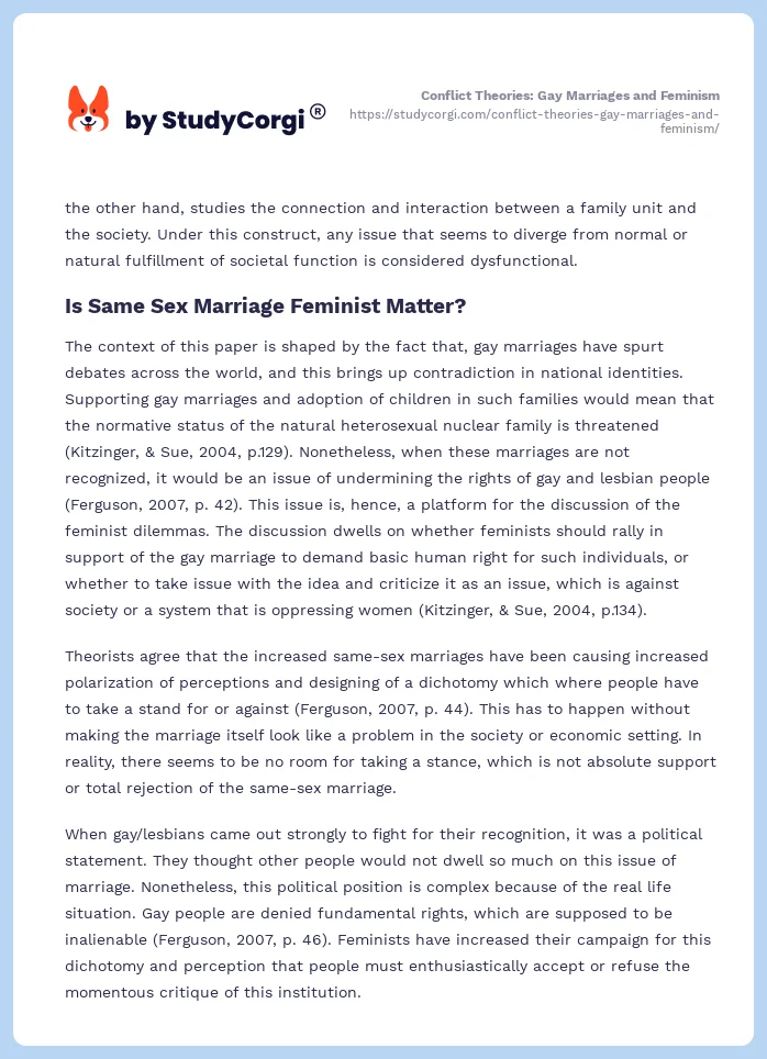 Conflict Theories: Gay Marriages and Feminism. Page 2