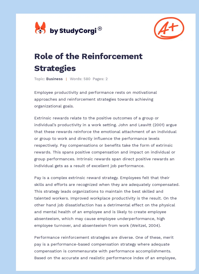 Role of the Reinforcement Strategies. Page 1