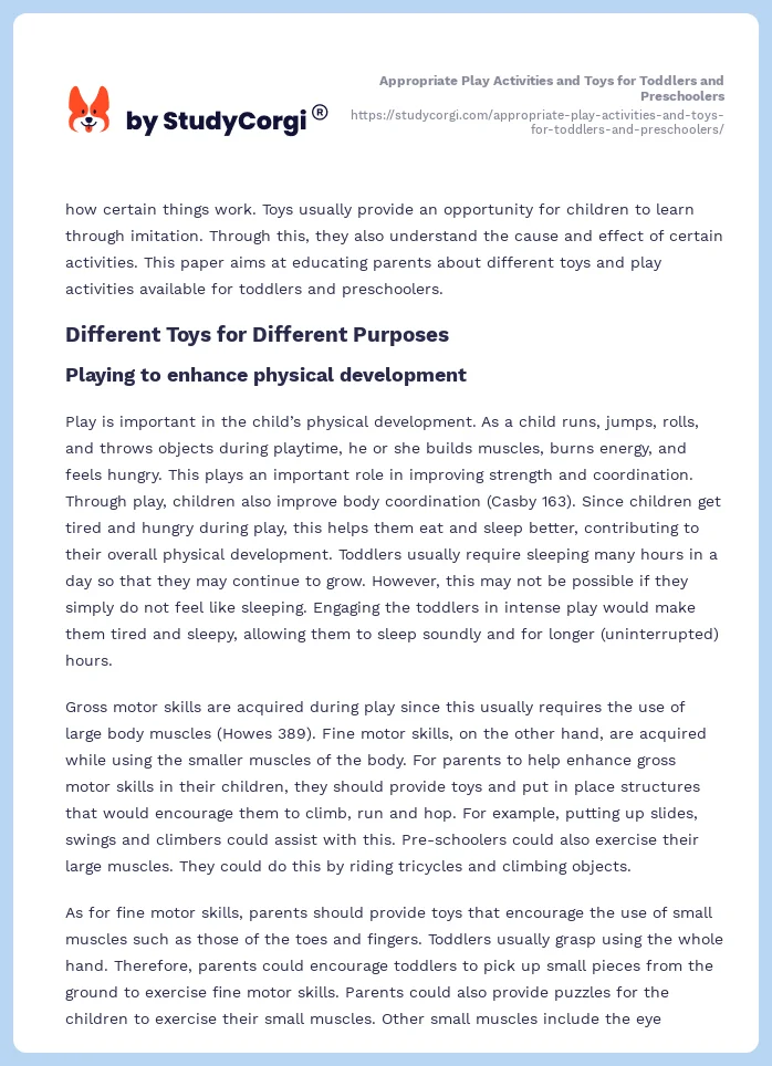 Appropriate Play Activities and Toys for Toddlers and Preschoolers. Page 2