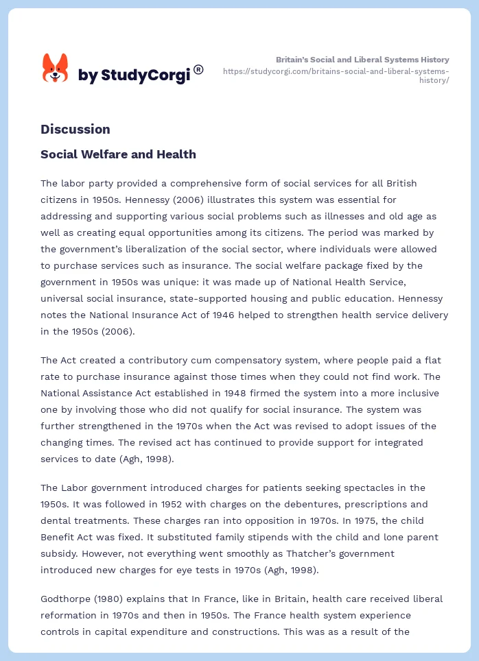 Britain’s Social and Liberal Systems History. Page 2