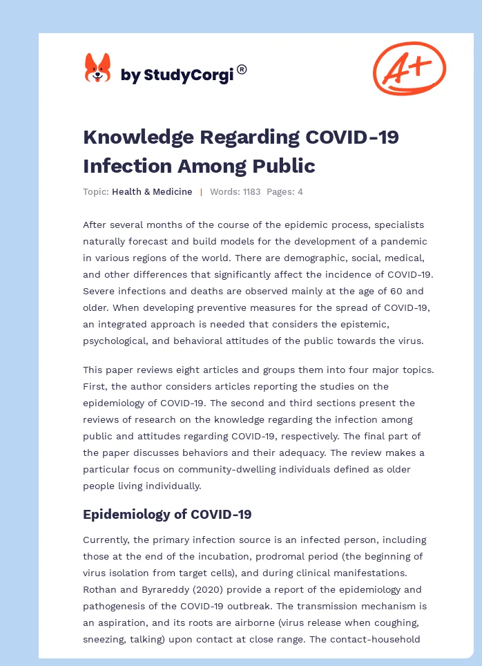 Knowledge Regarding COVID-19 Infection Among Public. Page 1